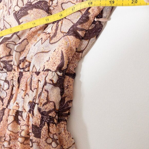 Anthropologie O.P.T Floral Birds Boho Prairie Dress SZ S Cream Brown Fall - Picture 7 of 11